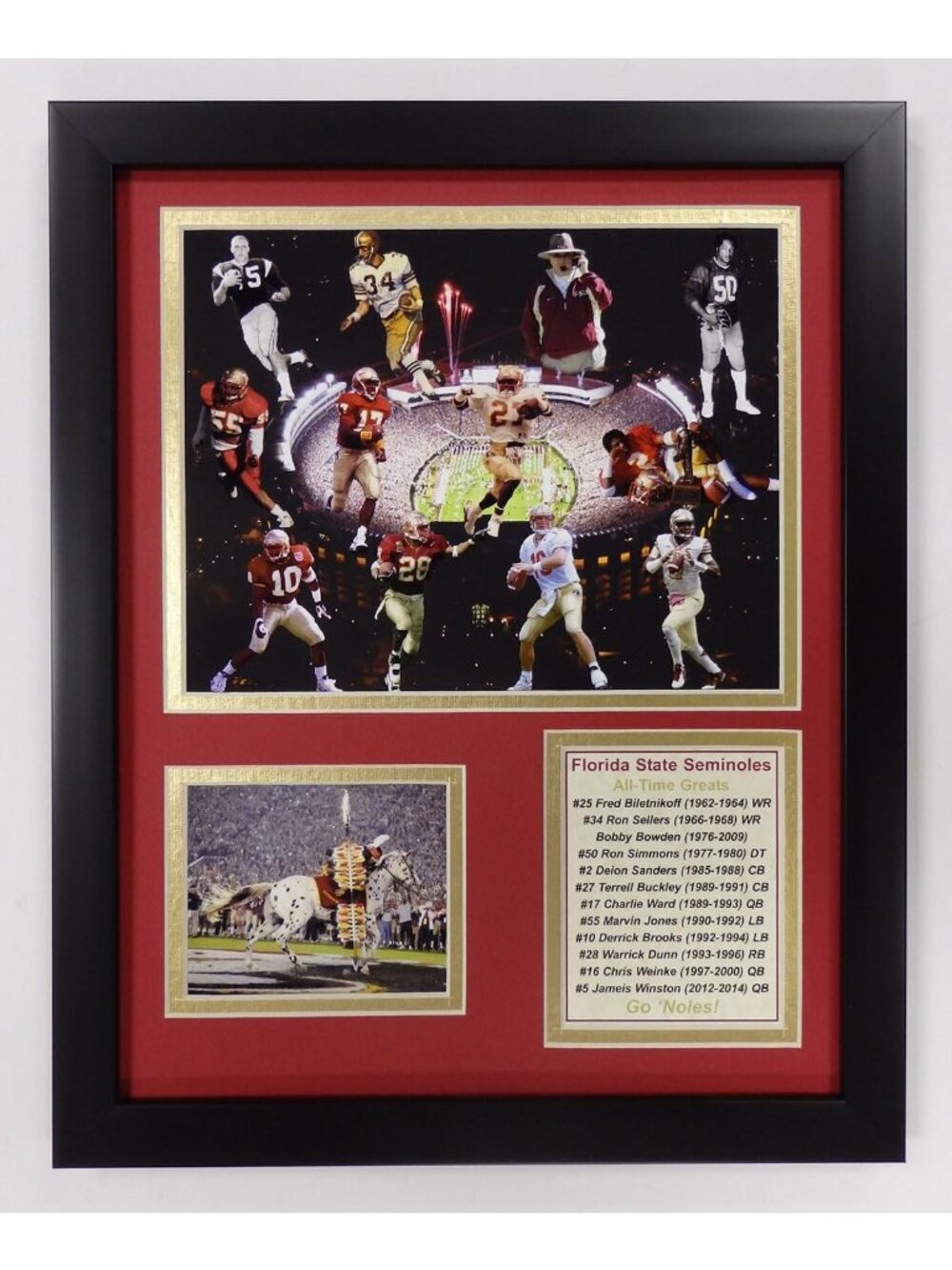 Double Matted Photo Frame for NCAA Football Fans - 12x15 Legends Never Die Decor